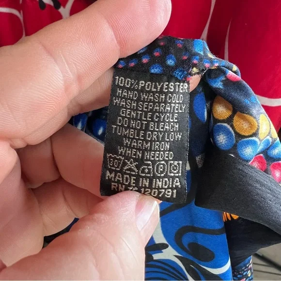 TRUE ROCK Red and Blue Maxi Length Caftan, One Size - Picture 12 of 13